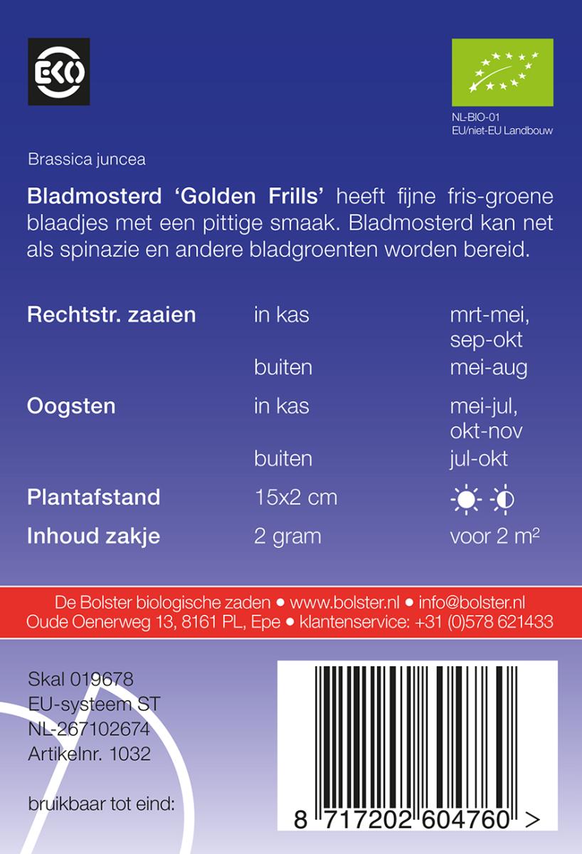 Bladmosterd 'Golden Frills' Biologisch