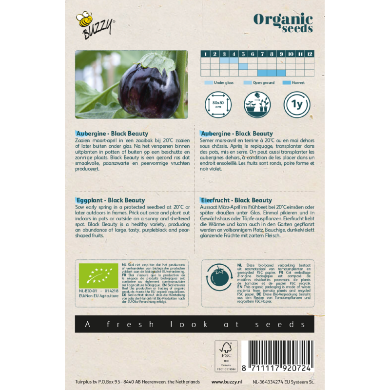 Organic aubergine Black Beauty zaden