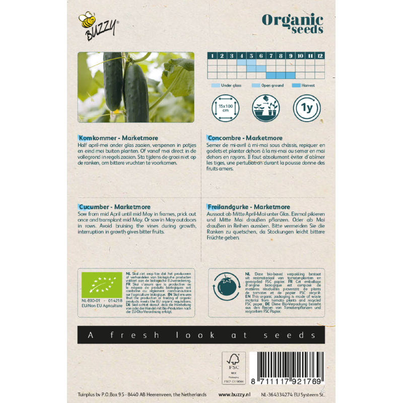 Organic Komkommer Marketmore zaden - Feggies