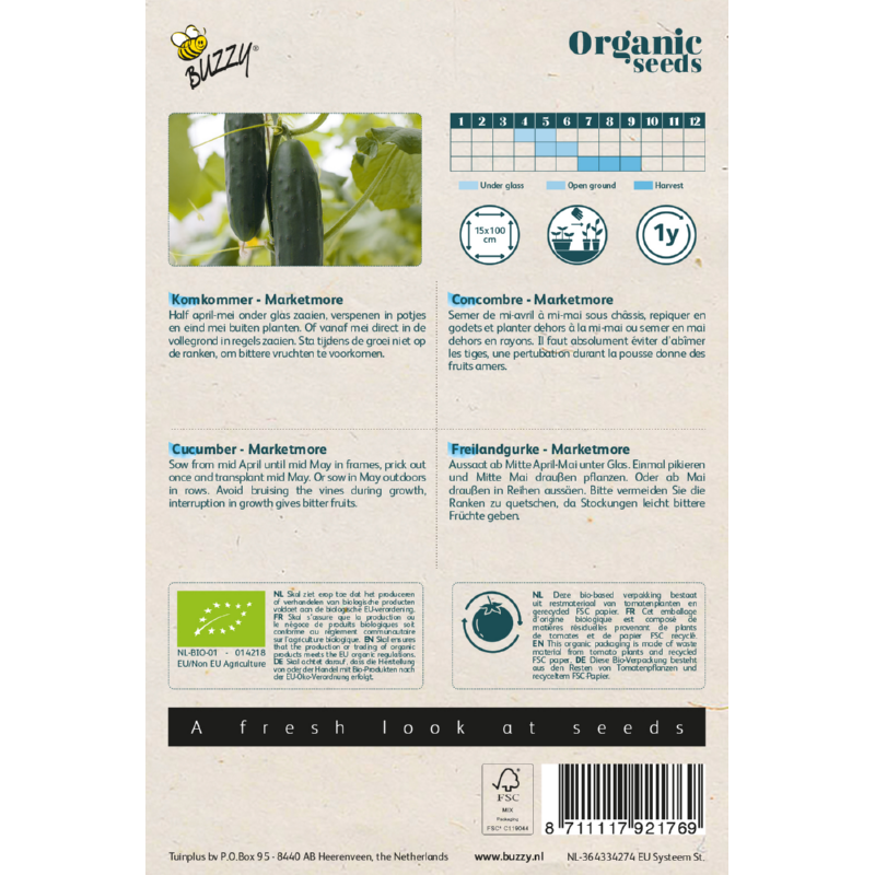 Organic Komkommer Marketmore zaden