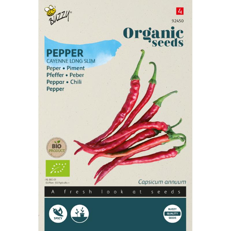 Organic Peper Cayenne Long Slim zaden - Feggies
