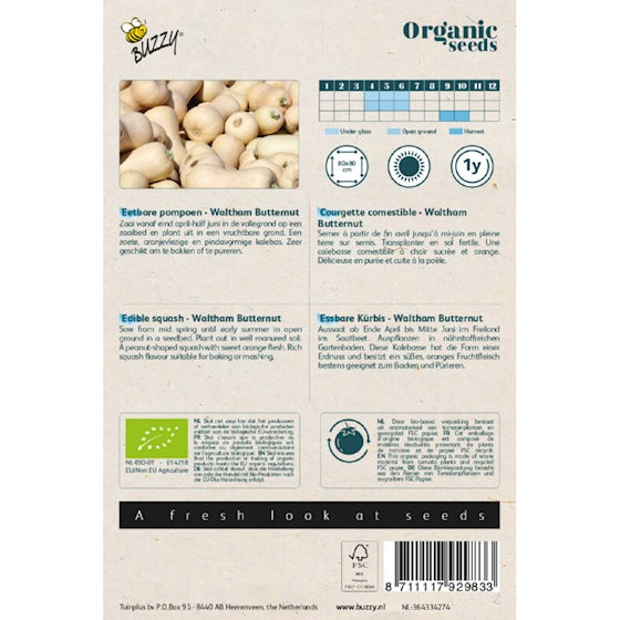Organic Eetbare Pompoen Waltham Butternut zaden