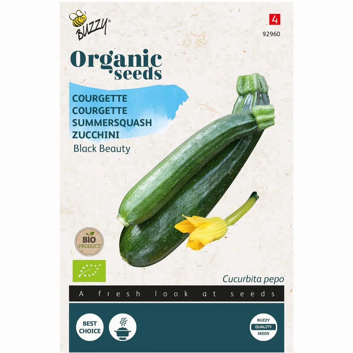 Organic Courgette Black Beauty zaden - Feggies