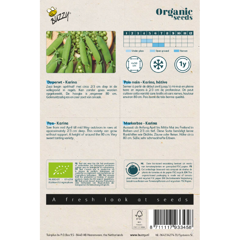 Organic doperwt Karina zaden - Feggies
