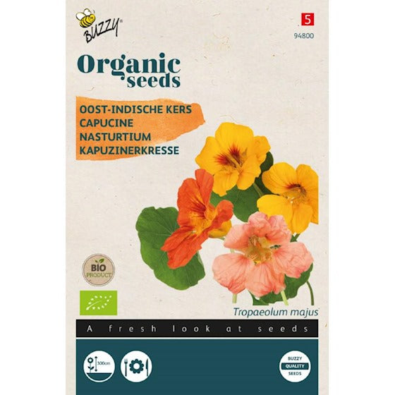 Organic Tropaeolum, Oost-Indische kers zaden - Feggies