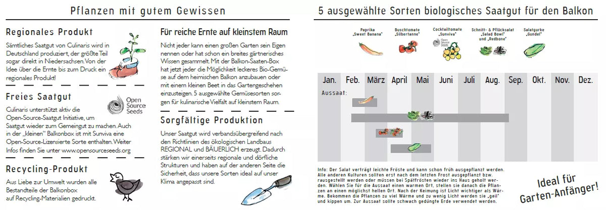 Kleine Balkonbox (5 soorten) – biologische zaden - Feggies