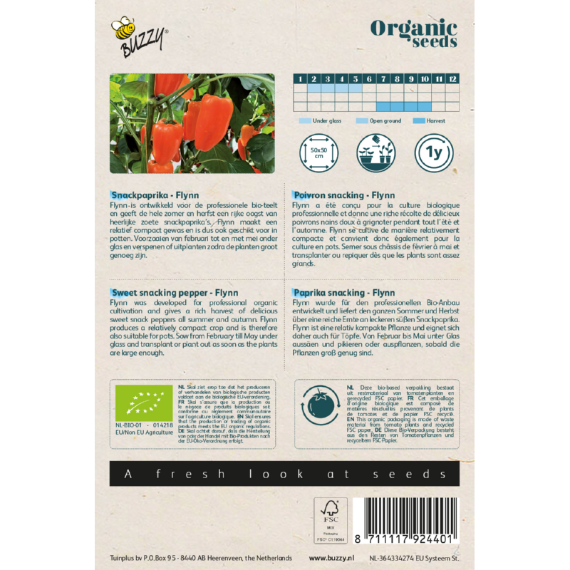 Organic Snackpaprika Flynn zaden - Feggies